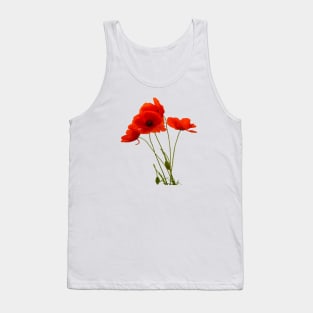 Delicate Red Poppies Floral Bouquet Tank Top